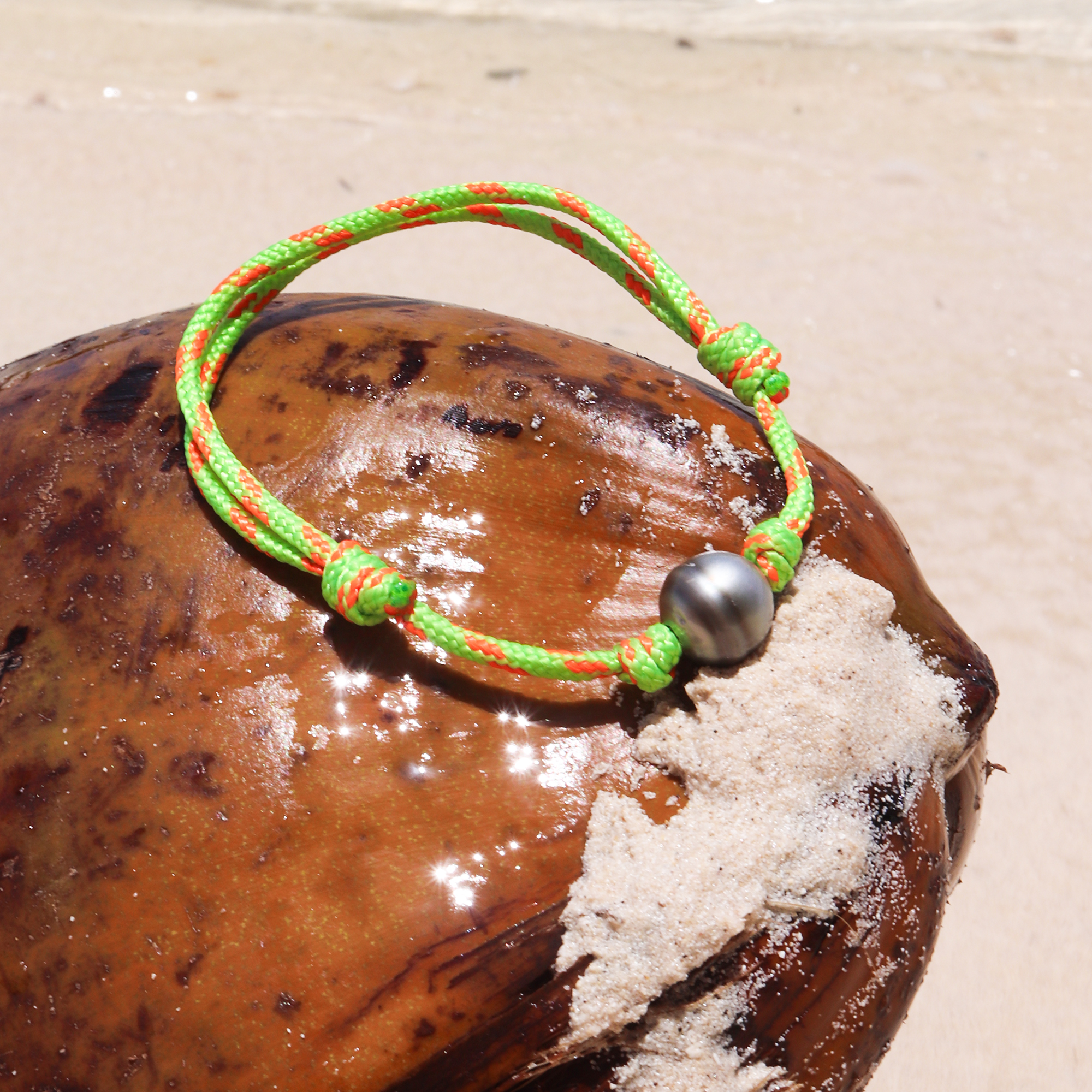 Bracelet Homme corde bateau pêche perle de Tahiti Fano