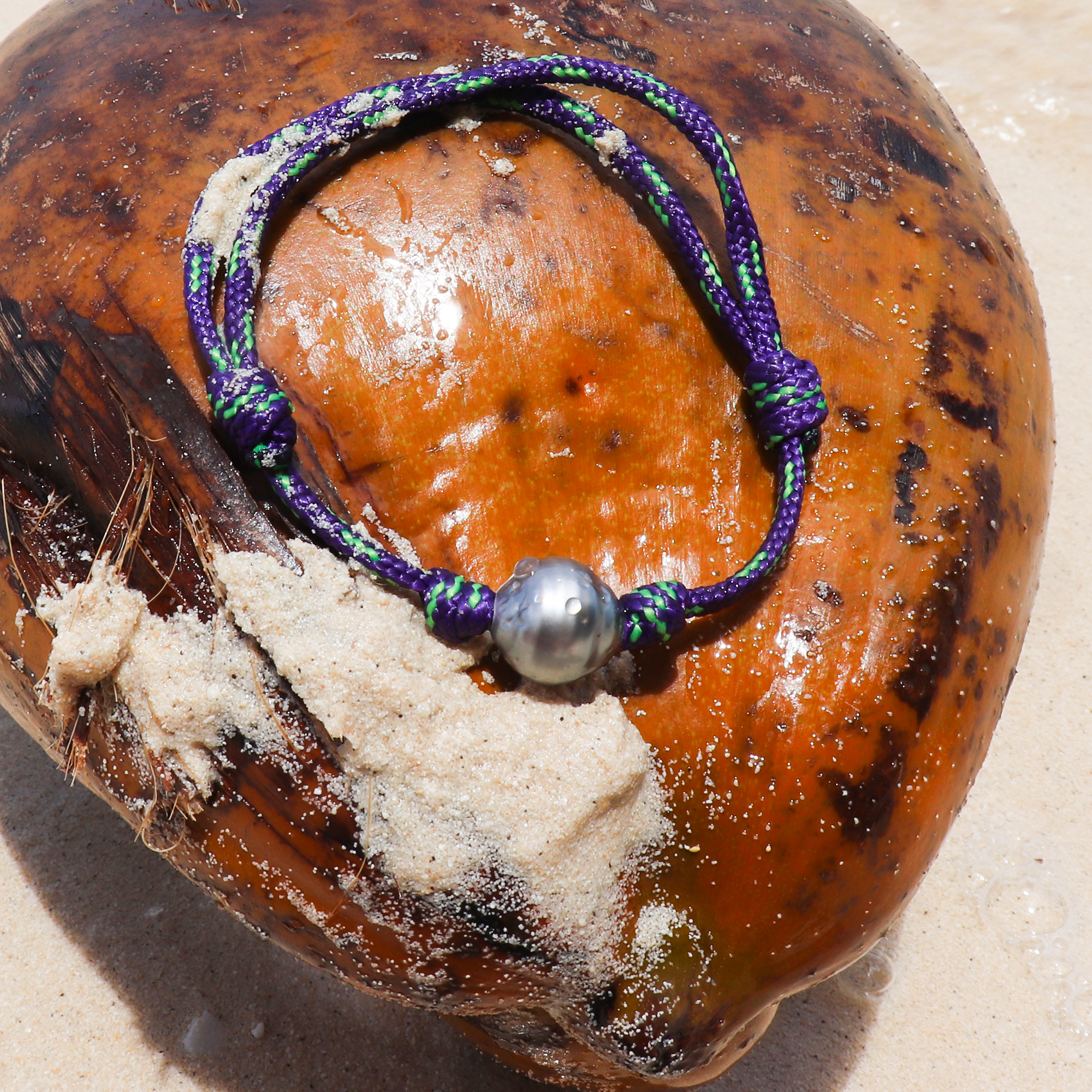 Bracelet Homme corde bateau pêche perle de Tahiti Fano