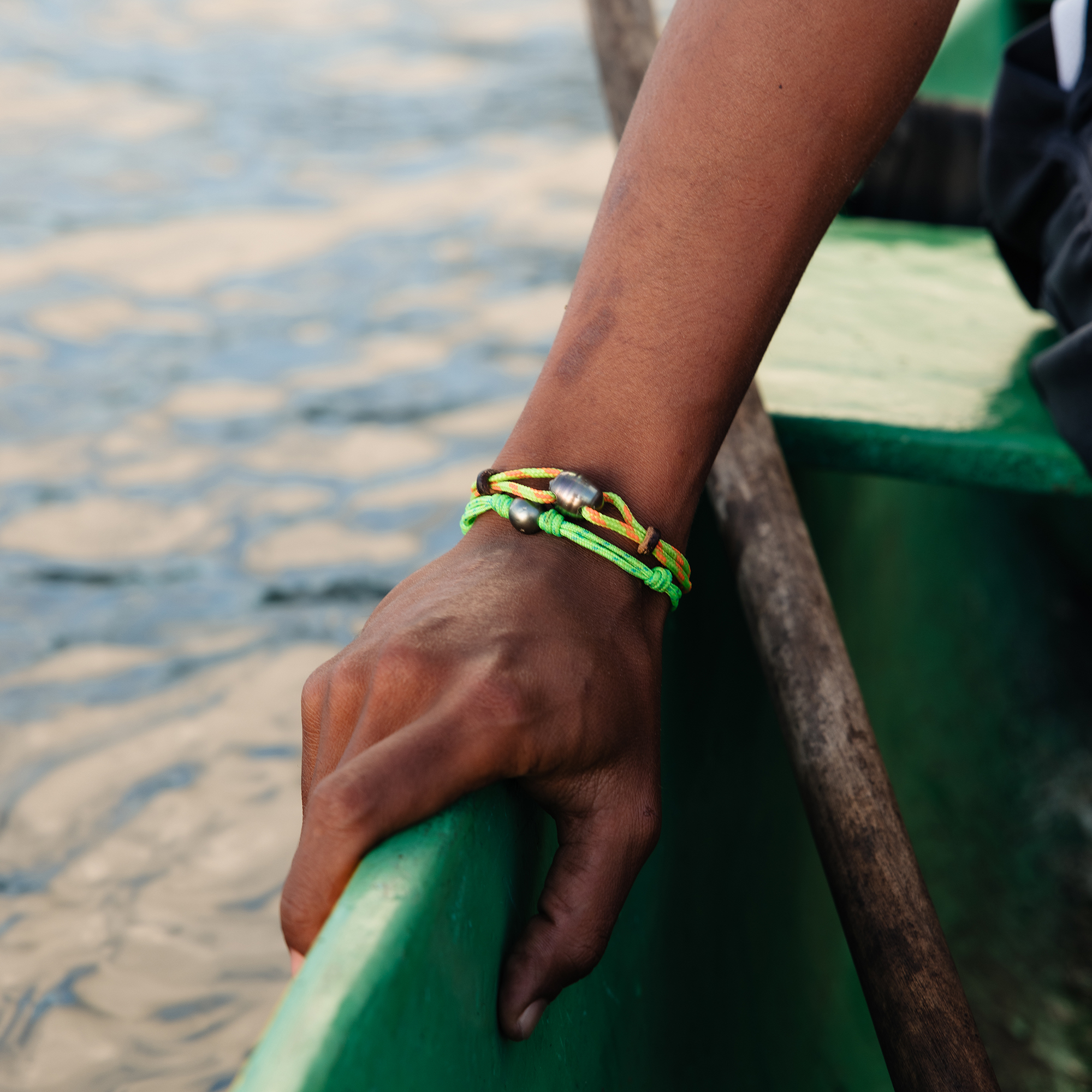 Bracelet Homme corde bateau pêche perle de Tahiti Matau