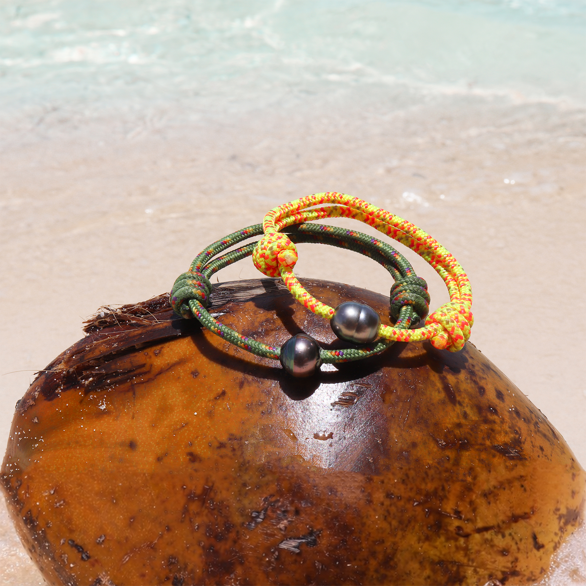 Bracelet Homme corde bateau pêche perle de Tahiti Tautai